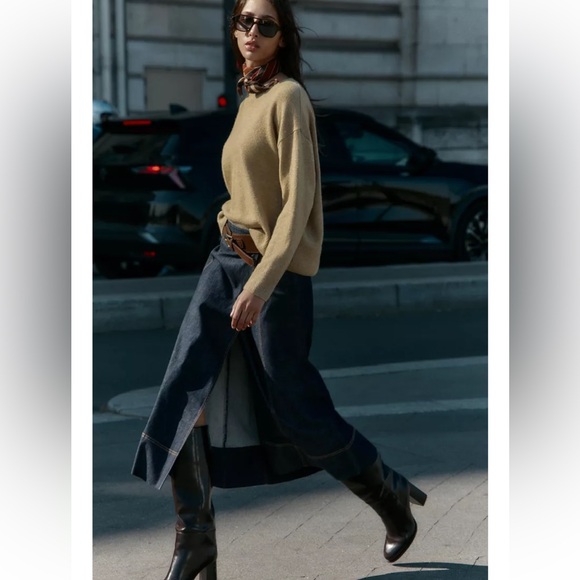 Zara Z1975 BELTED DENIM MIDI WRAP SKIRT MEDIUM - Picture 10 of 10